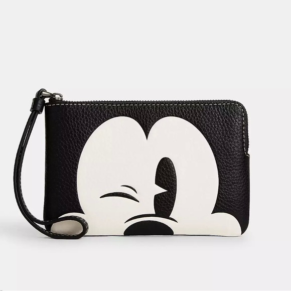 Disney X Coach Corner Zip Wristlet With Wink Mickey Mouse - Picture 1 of 13